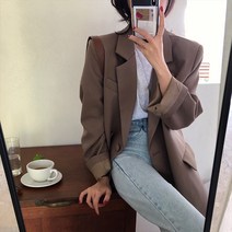 체인지쉬 (change she) 여성 루즈핏 하프기장 캐주얼 정장 자켓