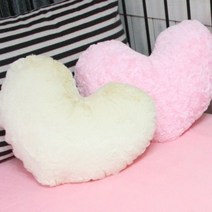 기타 바보사랑[데코코]하트 털 쿠션 (솜포함)-5color, 아이보리