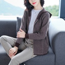 후드집업가디건 클래식 후드가디건 여성 숏 핏아우터 봄가을 와이드 루즈핏 캐쥬얼 울니트 지퍼 코트 4060175625