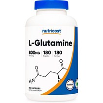 Nutricost L-Glutamine 뉴트리코스트 L-글루타민 800mg 180캡슐 2팩, 1개, 1개