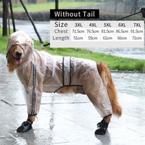 레인코트 강아지 우비 골프 판초우의 HOOPET Dog Riancoat Jumpsuit for 애완 동물 망토 래브라도 방수 골, Without Tail, 6XL