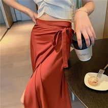 여성스커트 하이 웨이스트 우아한 사이클링 선스크린 a 라인 롱 스커트 원피스 랩 세련된 여성용 솔리드 밴디지 패션 여름