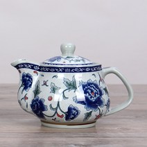 호화랑 티포트 경덕진 수작업 도자기주전자 여과망 모란 청화도자 개완 측호 260ml tt819, A.小号260毫升单壶
