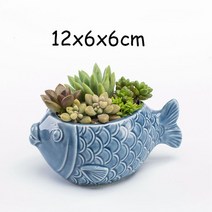 Pocelain 푸른 물고기 꽃병 유럽 스타일 귀여운 다육 화분 미니 분재 선인장 꽃 냄비 홈 가든 홈 장식, 11