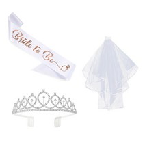 브라이덜샤워3종세트 브라이드투비어깨띠 면사포 왕관 브라이덜샤워패키지 셀프웨딩