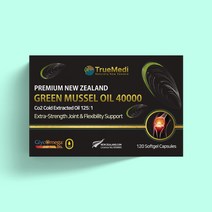 뉴질랜드 트루메디 초록입홍합오일 40000mg 120캡슐 푸른 그린 초록잎 녹색 오일 홍합, 4개, 갯수