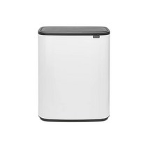 Brabantia Bo Touch Top 쓰레기통 1 x 50.6L16갤런 버킷화이트 부드러운 개폐식 주방 쓰레기 및 재활용 캔 탈착식 칸 포함 USA 미국, White