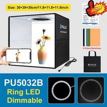 PULUZ 사진 스튜디오 상자 Foldable 라이트 박스 LED 촬영 텐트 키트 6 색 배경 Softbox접는 휴대용 링 조명 배경막사진 라이트박스 6색 배경막 소프트박스 포토, CHINA_30cm Black Version