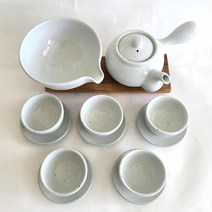 고백자 신 무지 5인 받침 다기세트, 1개