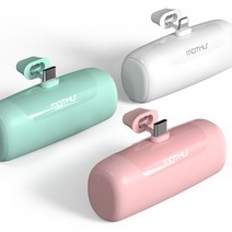 미니 포켓 5000mAh 일체형 보조배터리(C타입 8핀 일체형 미니 보조배터리/삼성 갤럭시 아이폰 휴대용 배터리), C타입(민트)