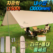 CAMNAX 대형 캠핑 렉타 타프 풀세트 사각 특대형 방수 그늘막 폴대 세트, 2. L (500X300cm)