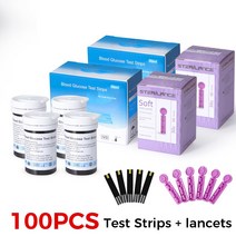 염도계 디지털 염도측정기 염분 나트륨 측정 가정용 혈당 Glucometer 당뇨병 기기 테스트 스트립 glucometro 모니터 061EA 9, 04 100 Pcs Strips