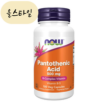 NOW Foods 나우푸드 판토텐산 500mg 100캡슐, 1개, 상세설명참조, 100정