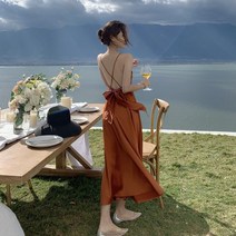 동남아원피스 해외여행여름옷 삼아 의류 멜빵 등이없는 드레스 슬리밍 발리 요정 스커트