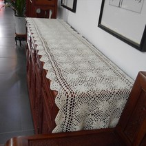 거실장 위에 까는것 손뜨개 레이스 테이블 보 커버 러너 식탁보, 40x110cm, 베이지