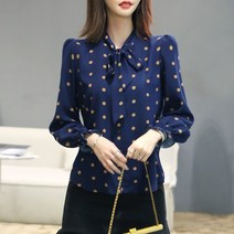 스트릿살롱 도트 리본 블라우스