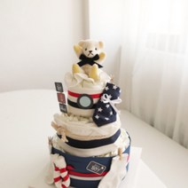 주식회사 앙앙 마린보이 3단 기저귀케이크 (바디슈트+모자+턱받이+미니타올3장+양말+곰인형), 백일선물