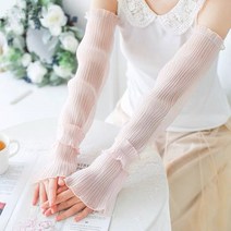 라페나 쉬폰 레이스 자외선 차단 팔토시 운전용 팔토시 자외선 차단 여름 핸드워머, 핑크