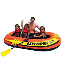 2인승보트 패키지 카누배 공기주입식 페달카약 물놀이, 주황색 3인용 보트 + 패들 + 펌프