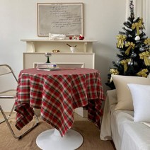 [에이치]크리스마스 성탄절 식탁보 파티 테이블보 클래식체크 2인4인6인8인, 145*140