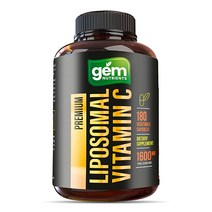 Gem Nutrients 리포솜 비타민 C 1600mg 180캡슐 - 높은 흡수 지용성 비타민 C 항산화 보충제 면역 체계 지원 및 콜라겐 부스터 GMO 프리 비건 알약