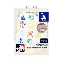 MLB 키즈패턴 마스크 어린이용 LA다저스(화이트), 1개, 화이트