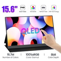 QLED 터치 스크린 15.6 휴대용 두 번째 유형-C USB Xbox 안드로이드 전화 노트북과 호환, 01 QLED TOUCH_05 EU 플러그
