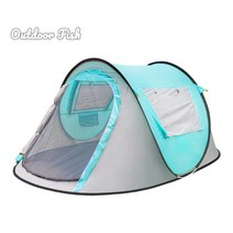 Outdoor Fish 2-3인 헥사돔 원터치 텐트 (245x150x105cm 투하오 금/워터 블루)햇빛 차단 습기를 방지하다 모기를 막다, 워터 블루