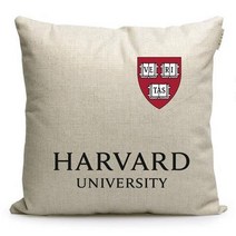 하버드 대학교 하버드 대학교 주변 기념품 미국 명문 학교 선물 학교 배지 로고 베개, 40x40cm (자동차 권장), 베이지 3