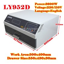962D 500x400mm PCB 회로 기판 생산 서랍 Smt 뜨거운 적외선 3600W 리플로우 솔더 오븐 SMT 라인 용 재작업, 한개옵션1, 02 220V