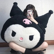 대형 산리오 캐릭터 쿠션 마이멜로디 쿠로미 대형 머리 쿠션 베개 산리오 인테리어 소품, 쿨로미