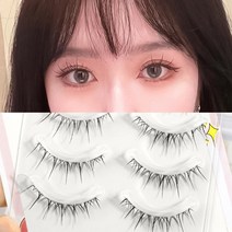 타이 화장 어수선하다 작은 악마 부분 속눈썹 속눈썹 붙이기 인조속눈썹 가닥 속눈썹 셀프속눈썹연장 뿌리펌롯드 투명한 낚싯줄 줄기, P03, 4개