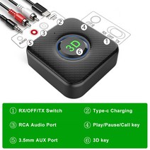 Bluetooth 5.0 Audio Transmitter Receiver 3D Stereo 3.5mm RCA AUX Jack Wireless Adapter Dongle For PC