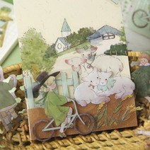 감성 소녀 그림 일러스트 인물 소품 다꾸 스티커 4종, 2.소풍 (ST-2870)