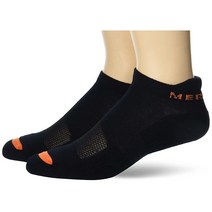 Merrell 유니 성인 남성 및 여성용 쿠션 면 로우 컷 탭 양말 - 3쌍 팩 통기성 좋은 메시 존 블랙. [관부가세 포함] 708756, Medium-Large