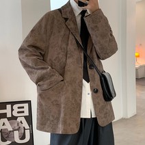CIUUC 갈색 코트 고대 봄과 가을 높은 감각 빛 성숙한 남자 정장 깡패 조수