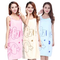 생활공유 샤워 목욕 바스 3초 극세사 로브 가운 타올 드레스, 블루