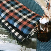 454 탐나요원단 피치 기모 깅엄 체크 원단, 브라운그레이