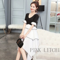 [PINK LITCHI]여성 숙녀 원피스 페이크 레이어링 롱 원피스 여름 G3 WJ1101