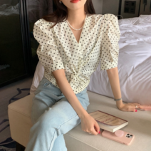 허니비 22AP22-2338) 도트 꼬임 블라우스