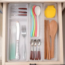 잇즈타임 길이조절 수저트레이싱크대 조리도구 주방서랍정리함 커트러리정리함 키친트레이, 1개, 투명기본형