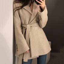 여성용 헤링본 하프 모직 코트 하늘비즈 C11 H437D553