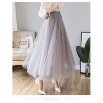 롱 A라인 누빔 플레어 경량 패딩스커트 Tulle Skirt 봄 높은 허리 다층 Pleated 요정 거즈 스커트 패치 워크 메쉬 Voile 발목 길이 드레스
