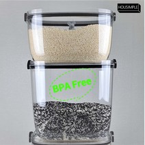 [쌀통밀폐습기차단] 하우심플 투명 밀폐 쌀보관함 + 마우스 계량컵, 5kg