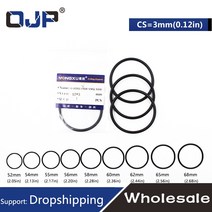 고무오링 패킹 실리콘 오링 고무링 검정색 FKM 고무 O-링 씰 OD52/54/55/56/58/60/62/65/68*3mm O 링 씰, 02 54x48x3mm_01 1pieces