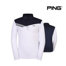 핑골프남성 컬러 블록 카라 티셔츠 P111A1TO011_WH, 95, WH