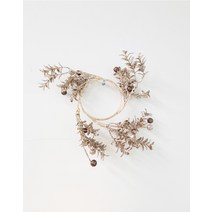 이너스 조화 크리스마스 캔들링 리스 트윙클 베리 장식 1P, 골드