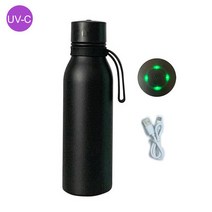 미니 스마트 보온병 600ml 스마트 UV 살균기 진공 보온병 물병 자체 청소 정수기 304 스테인레스 스틸 휴대용 스포츠, 검은색