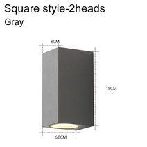 실외벽조명 외부벽등 무선월램프 센서등 방수 실내 실외 Led 벽 3W/6W 알루미늄 램, Square-Gray-2heads, 3W-GU10-6000K