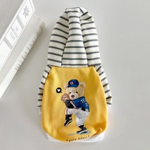 우드피카 반려동물 곰돌이 후드 야구점퍼, 옐로우